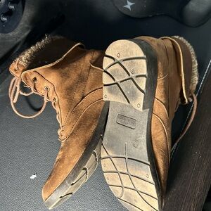 Women's Tan Fur-Lined Heeled Boots